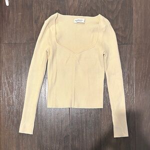 Butter Yellow Long Sleeve Ribbed Sweater